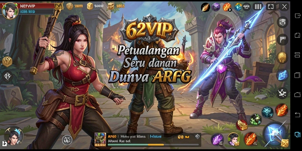 Tangkapan layar menampilkan aksi intens pertempuran ARPG di 62VIP.