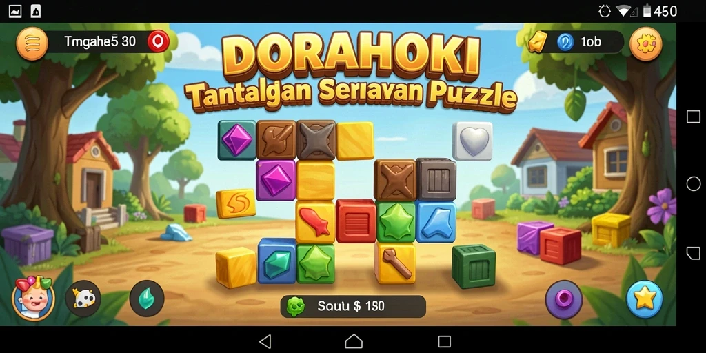 Tampilan gameplay DORAHOKI yang seru dan penuh tantangan puzzle.