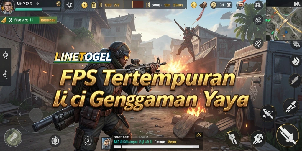 Tampilan gameplay mendebarkan dari LINETOGEL dalam pertempuran FPS.