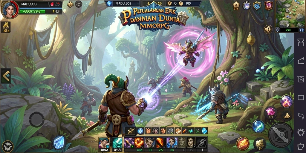 Tampilan utama gameplay MADU303 yang memukau dan penuh aksi.