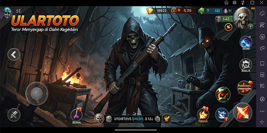Screenshot gameplay ULARTOTO menampilkan suasana seram dan menegangkan.
